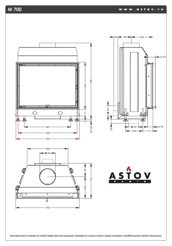 Каминная топка АСТОВ М 700