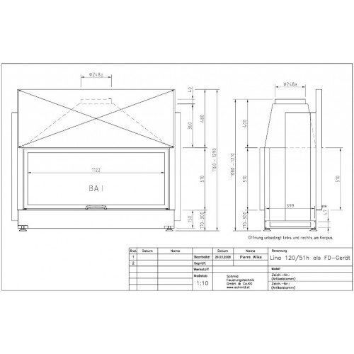 Каминная топка Schmid Lina TV 12051 h