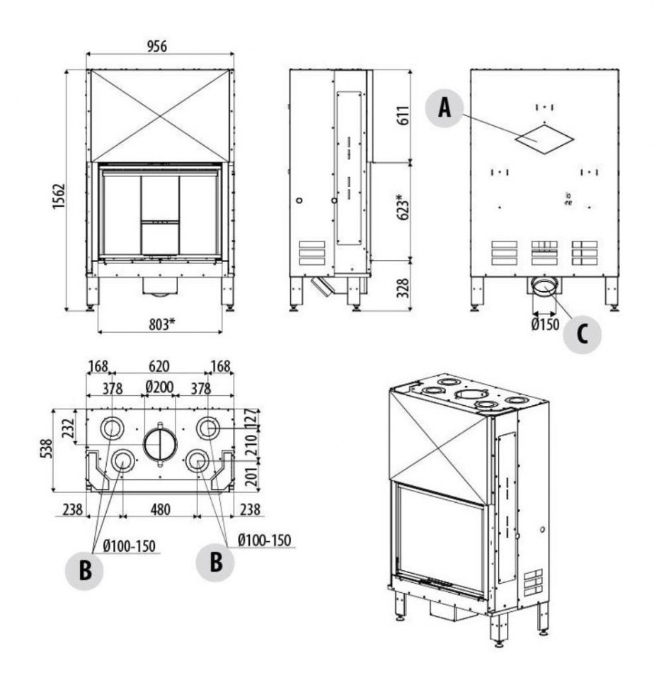 Каминная топка MCZ Plasma 85 прямое стекло