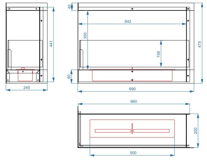 Биокамин Lux Fire Угловой 690 S левый угол