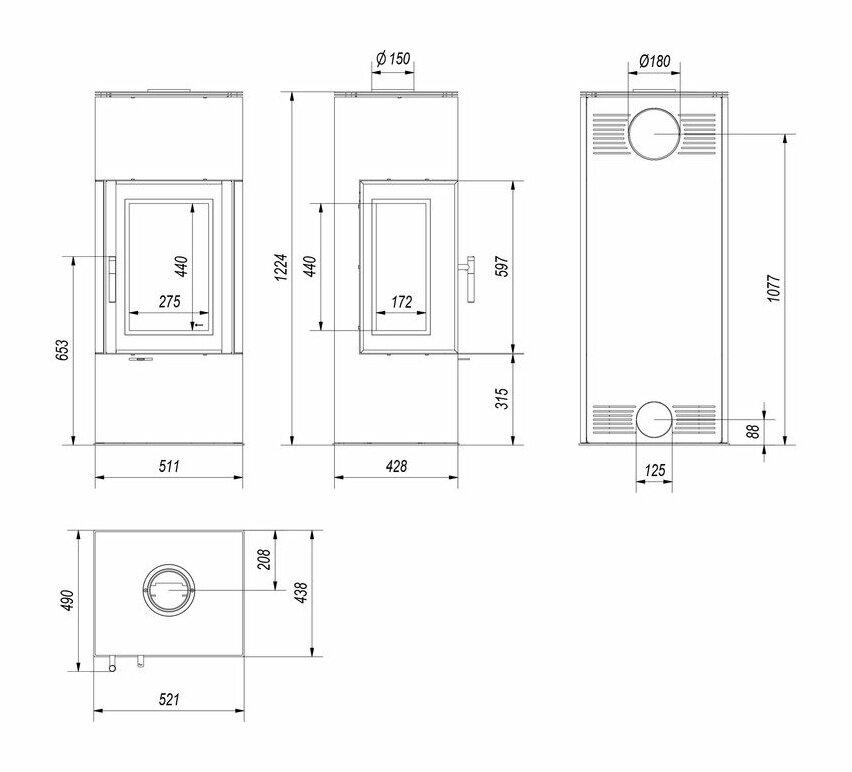 Печь-камин Kratki Thor 8 Viev