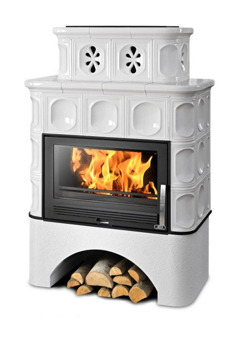 Кафельная печь-камин ABX Karelie (белый цоколь)