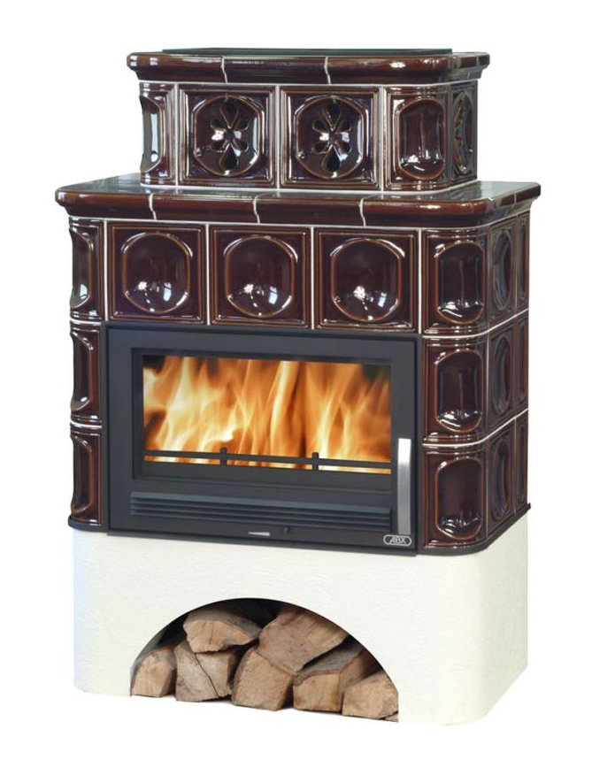 Кафельная печь-камин ABX Karelie (белый цоколь)