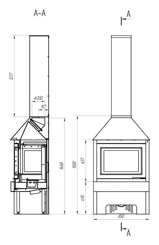 Камин ЭкоКамин Прага 3 стекла