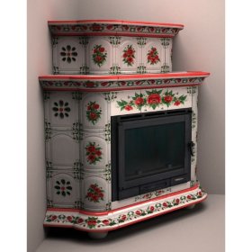 Каминная облицовка КимрПечь Прованс угловая двухъярусная Маки