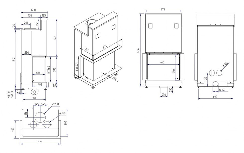 Каминная топка Луна 800 DC Даймонд / Luna 800 DC Diamond