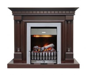 Каминокомплект Dallas - Темный дуб с очагом Danville Chrome FB2
