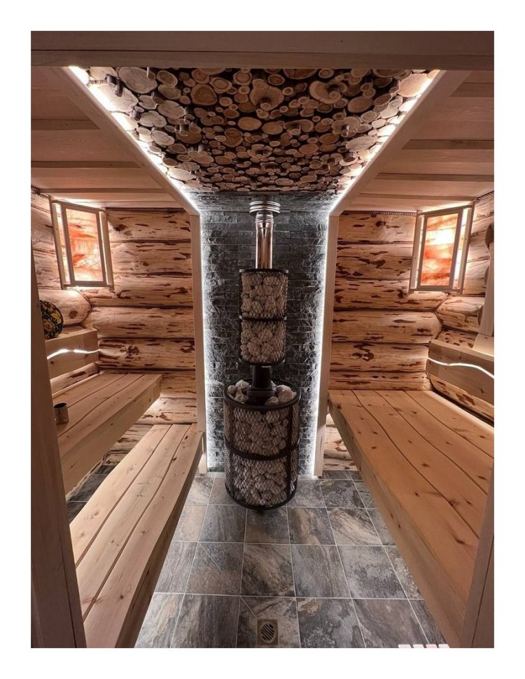 Банная печь Атмосфера L сетка нержавейка с газовой горелкой