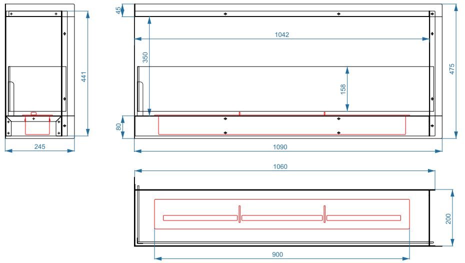Биокамин Lux Fire Угловой 1090 S левый угол