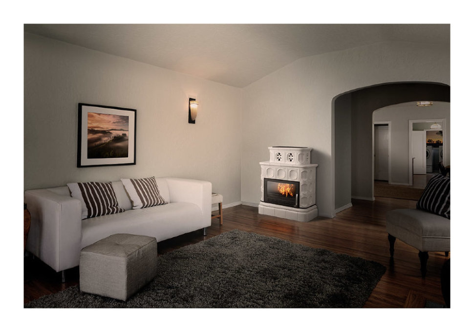 Кафельная печь-камин ABX Karelie (кафельный цоколь)