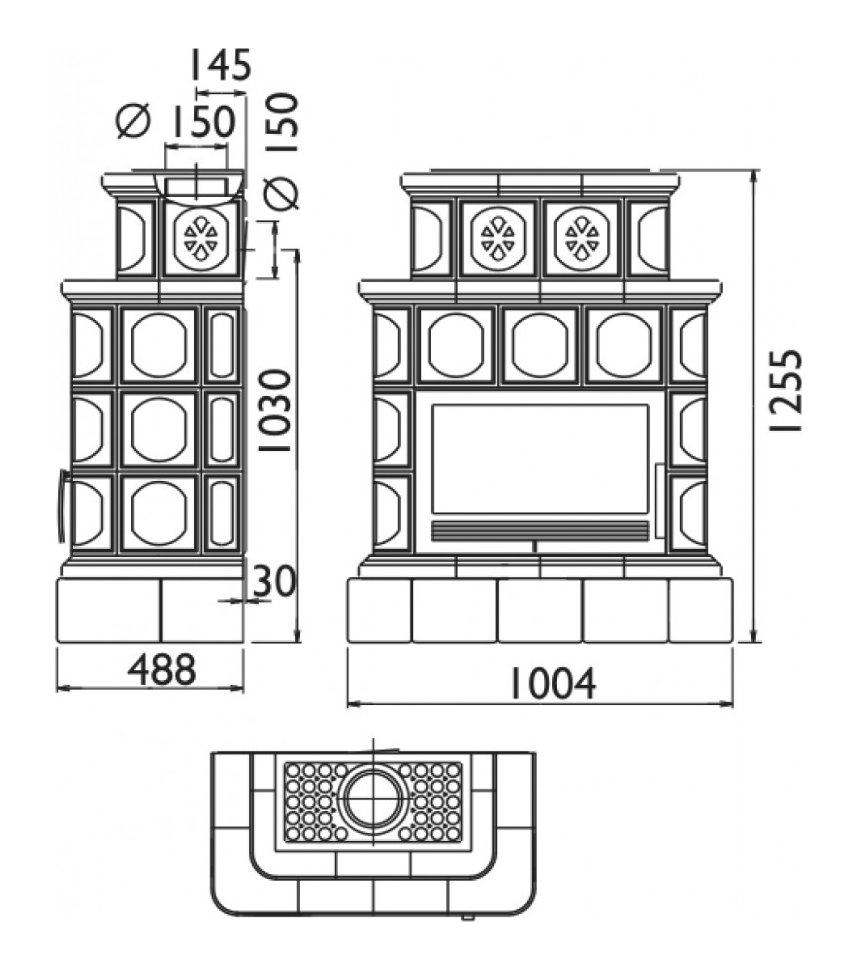 Кафельная печь-камин ABX Karelie (кафельный цоколь)