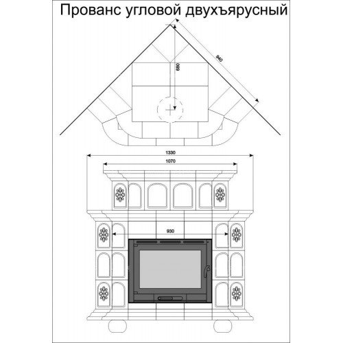 Каминная облицовка КимрПечь Прованс угловая двухъярусная Усадьба