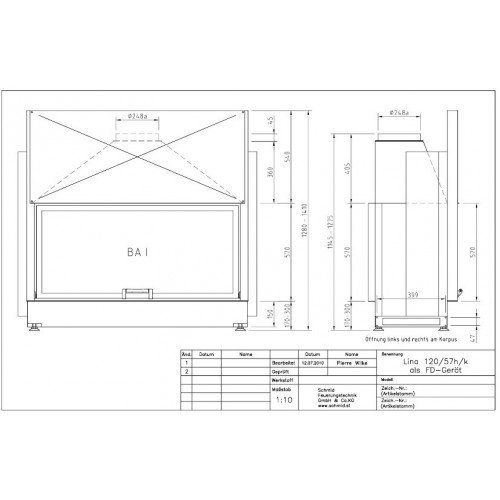 Каминная топка Schmid Lina TV 12057 h