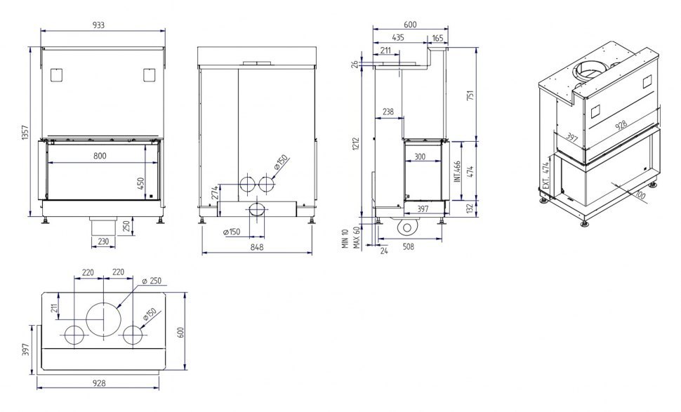 Каминная топка Луна 900 CR/CL Даймонд / Luna 900 CR/CL Diamond