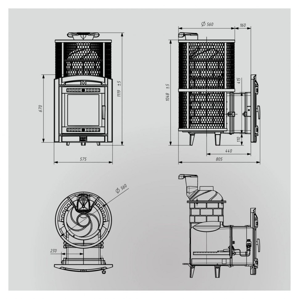 Банная печь Атмосфера XL сетка нержавейка с газовой горелкой