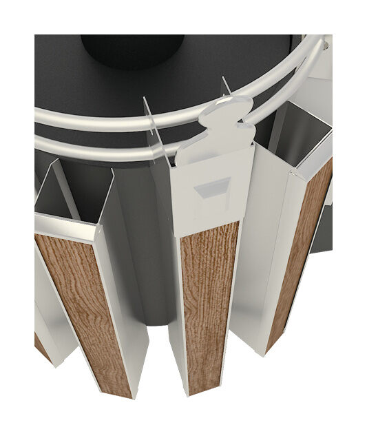 Дровяная печь для бани АВГУСТА Стронг брашированное дерево со стандартной топочной дверцей