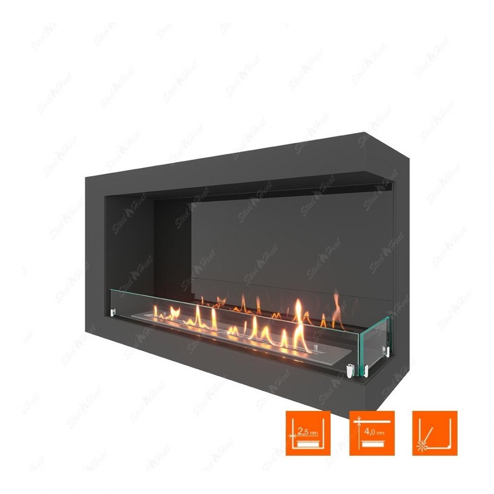 Биокамин угловой SteelHeat ONE 900 правый (Стекло + Стемалит)