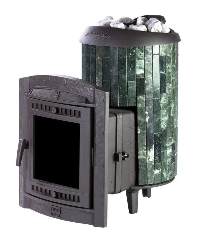 Банная печь Атмосфера L в ламелях Змеевик