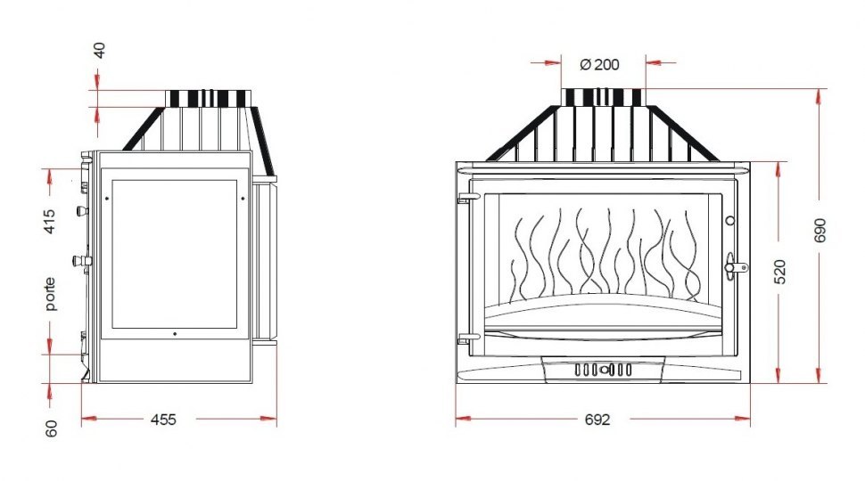 Каминная топка Invicta Selenic 700 (Селеник 700) фронт 3 стекла