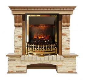 Каминокомплект Pierre Luxe - Дуб / Сланец с очагом Atherton