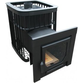 Дровяная печь для бани Варвара Каменка панорамная дверь/удлиненная топка