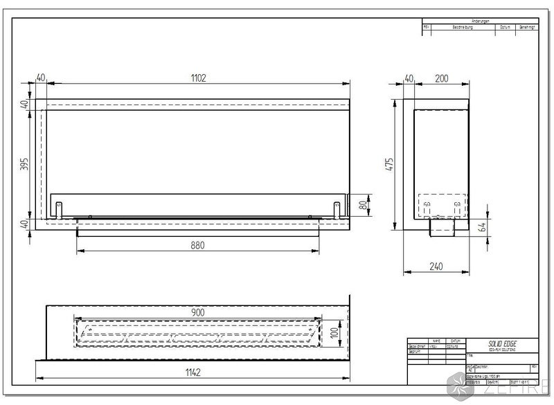 Биокамин ZeFire угловой Standart 1100 правый