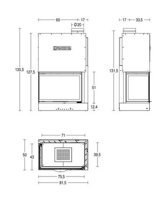 Каминная топка Piazzetta MA 285 D/S SL