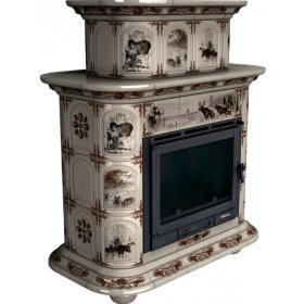 Каминная облицовка КимрПечь Прованс центральная двухъярусная Зима в лесу