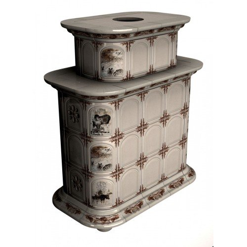 Каминная облицовка КимрПечь Прованс центральная двухъярусная Зима в лесу