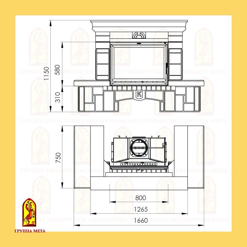 Каминная облицовка Мета Ноктюрн (Имперадор) 800