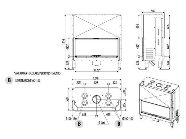Каминная топка MCZ Plasma B115 прямое стекло