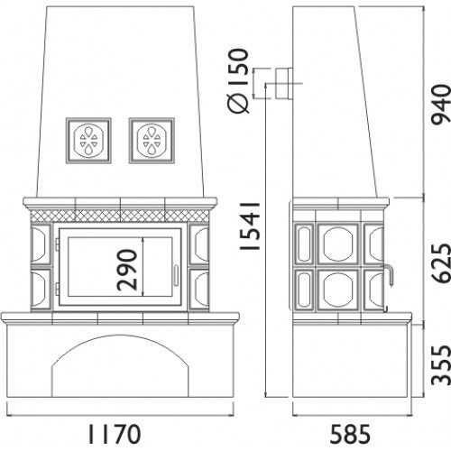 Кафельная печь-камин ABX Laponie