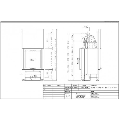 Каминная топка Schmid Lina TV 4545 h