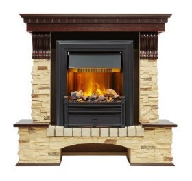 Каминокомплект Pierre Luxe - Темный дуб / Сланец (Высота 1050мм) с очагом Brookline Black