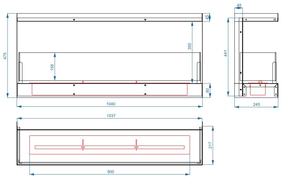 Биокамин Lux Fire Фронтальный 1040 S