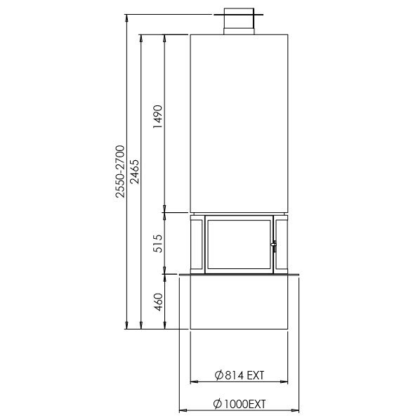 Камин Traforart Diamante, центральный, со стеклом