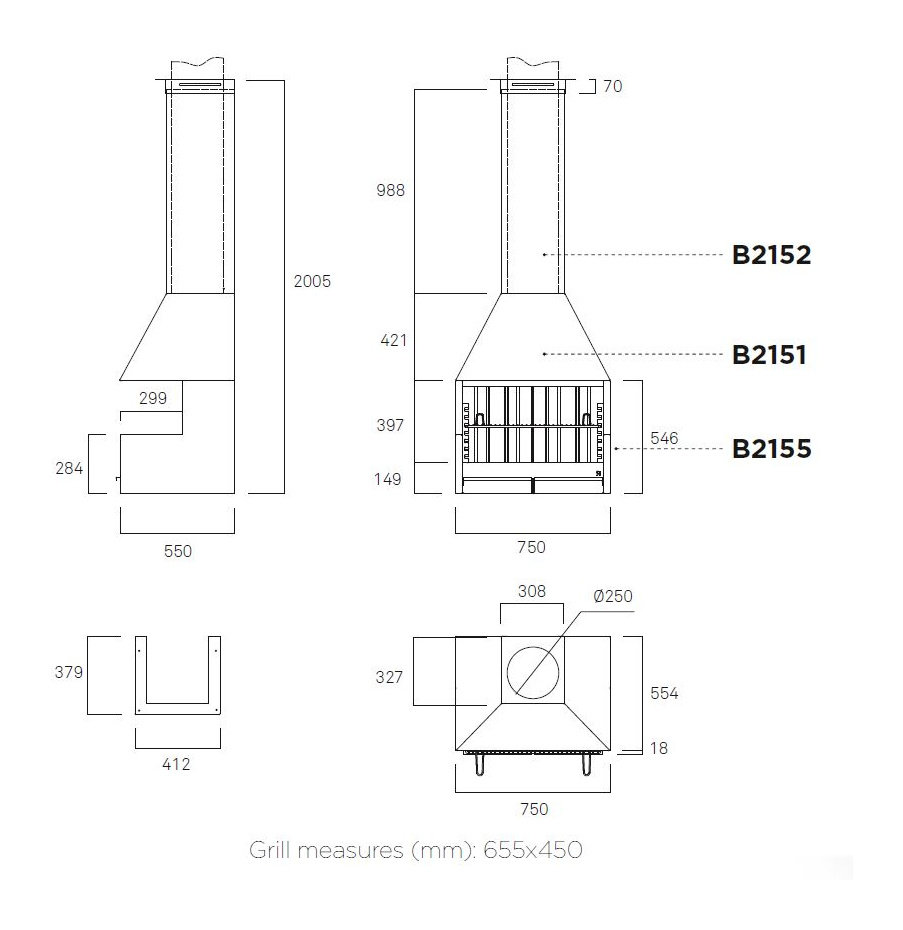 Угольный гриль Rocal Palma 75 (встраиваемый)