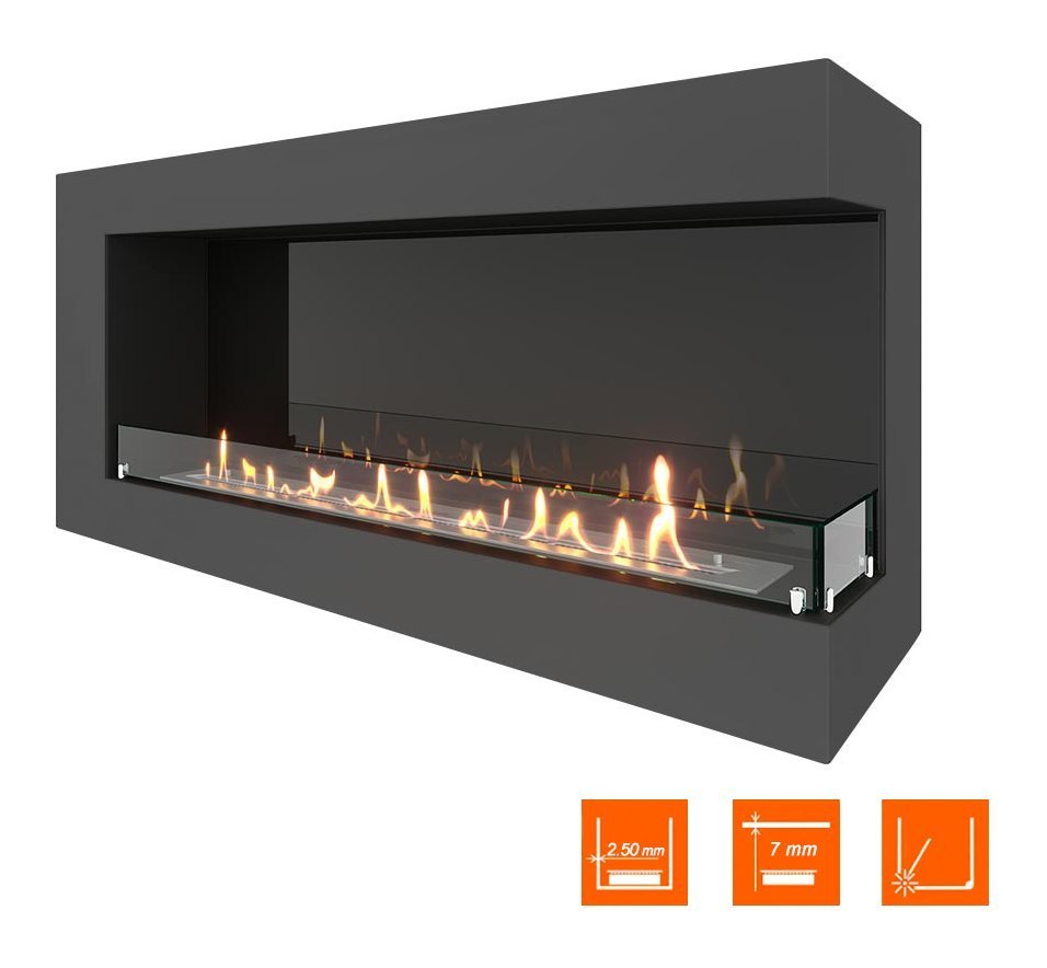 Биокамин угловой SteelHeat GRAND 1300 правый (Стекло + Стемалит)