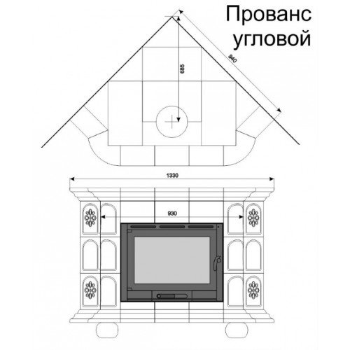 Каминная облицовка КимрПечь Прованс угловая Звери