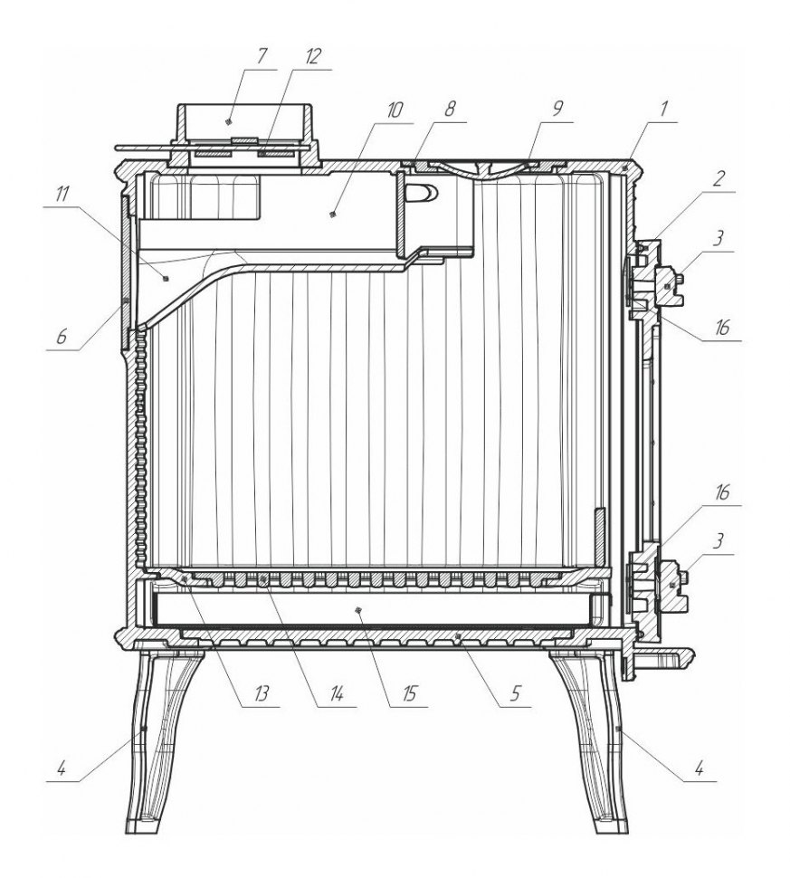 Чугунная дровяная печь камин Маэстро