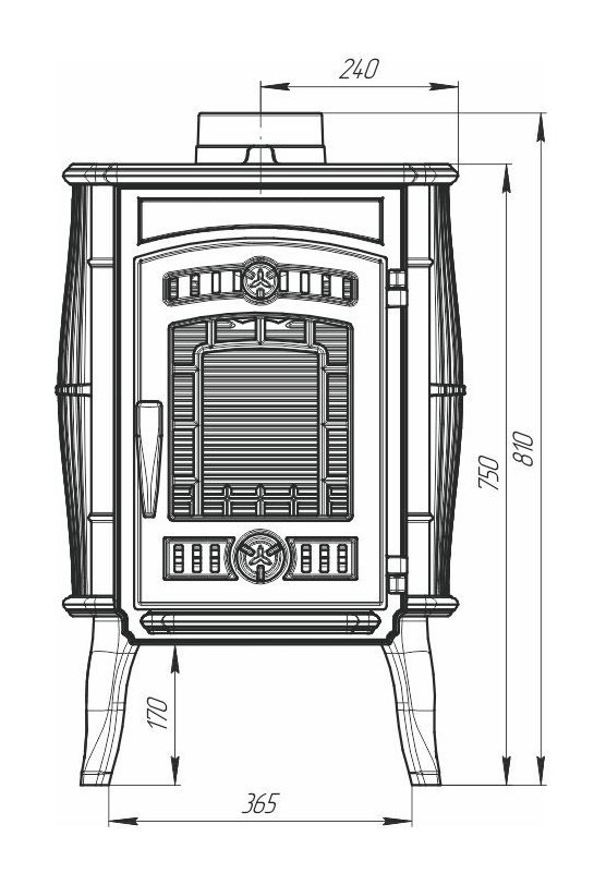 Чугунная дровяная печь камин Маэстро
