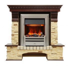 Каминокомплект Pierre Luxe - Темный дуб / Сланец (Высота 1050мм) с очагом Chesford