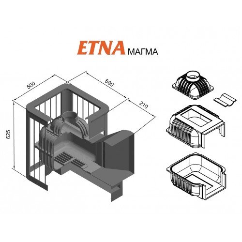 Дровяная печь Этна Магма 24 (Панорама)