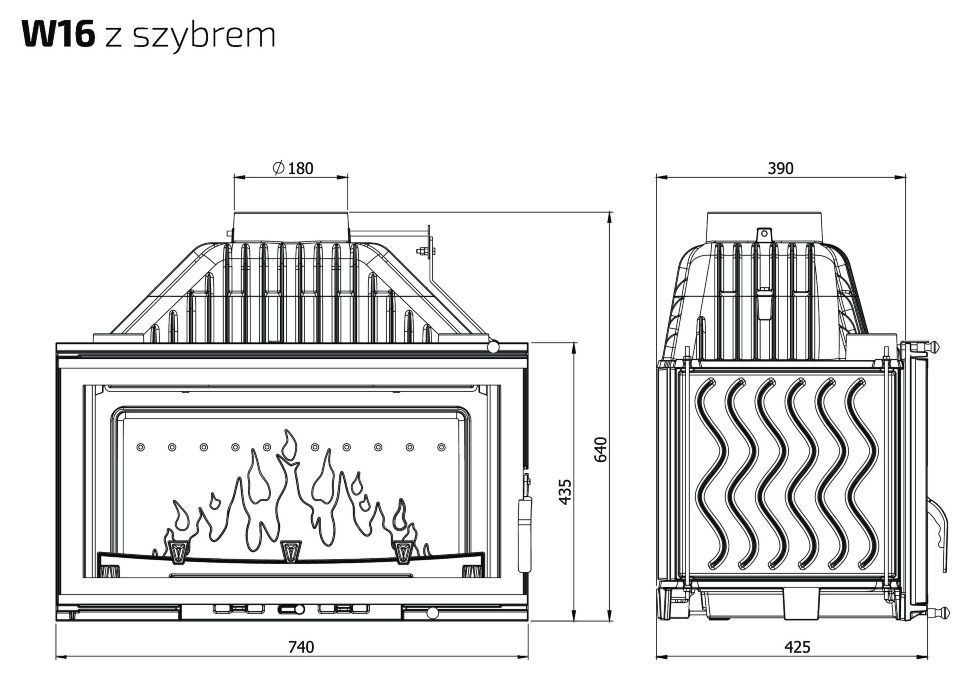 Каминная топка Kaw-Met W16 - 18 кВт