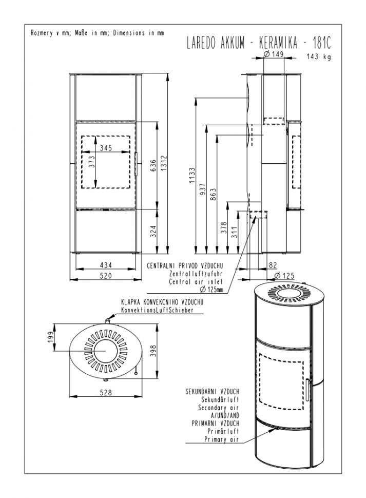 Печь-камин Romotop Laredo Akum керамика