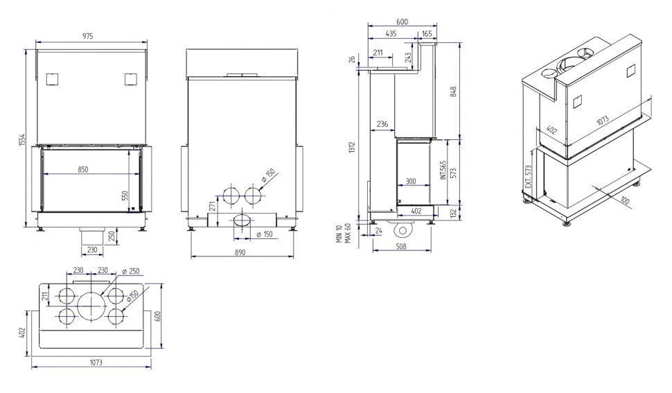 Каминная топка Луна 1000 DC Даймонд / Luna 1000 DC Diamond