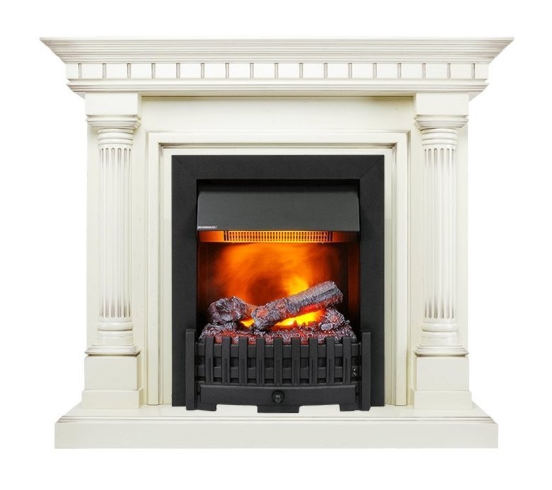 Каминокомплект Dallas - Слоновая кость с патиной с очагом Danville Black FB2