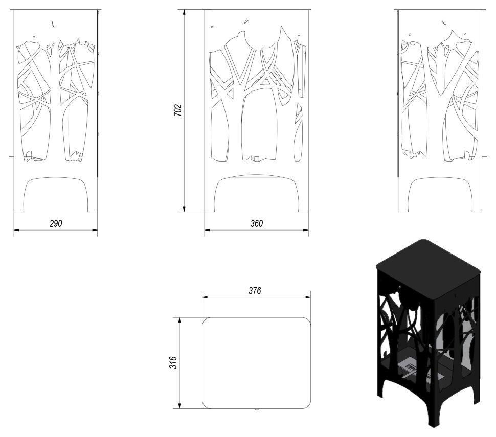 Биокамин Kratki Foxtrot с подсветкой LED