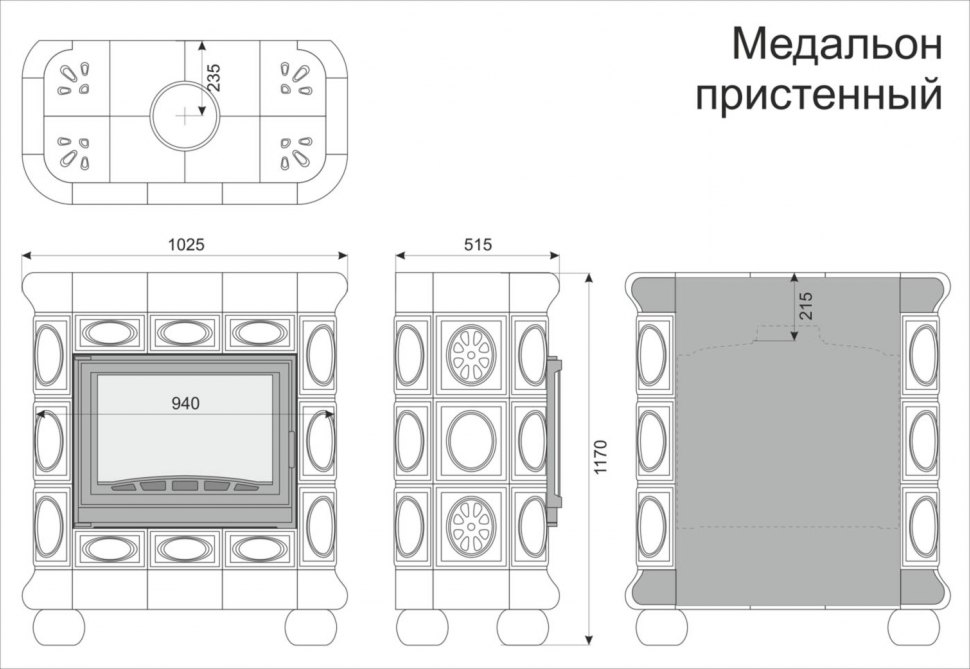 Каминная облицовка КимрПечь Медальон пристенная Вишня
