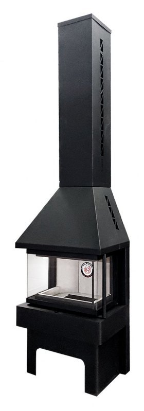 Печь-камин ЭкоКамин ПАНОРАМА Три стекла NEW черная (KTS200)